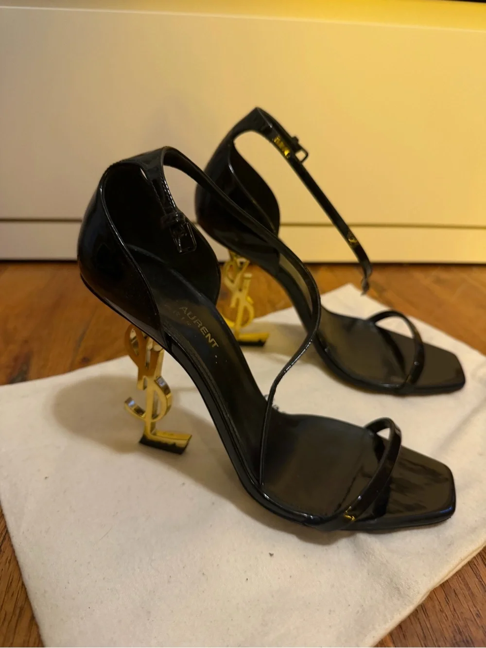 Saint Laurent Black Patent Opyum Heel Sandal size 38/8 - Picture 2 of 8